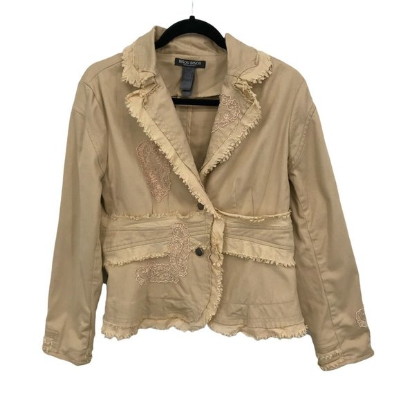 Bisou Bisou Michele Bohbot Women's Beige Long Sleeves Embellished Jacket Size 12 - Picture 3 of 8